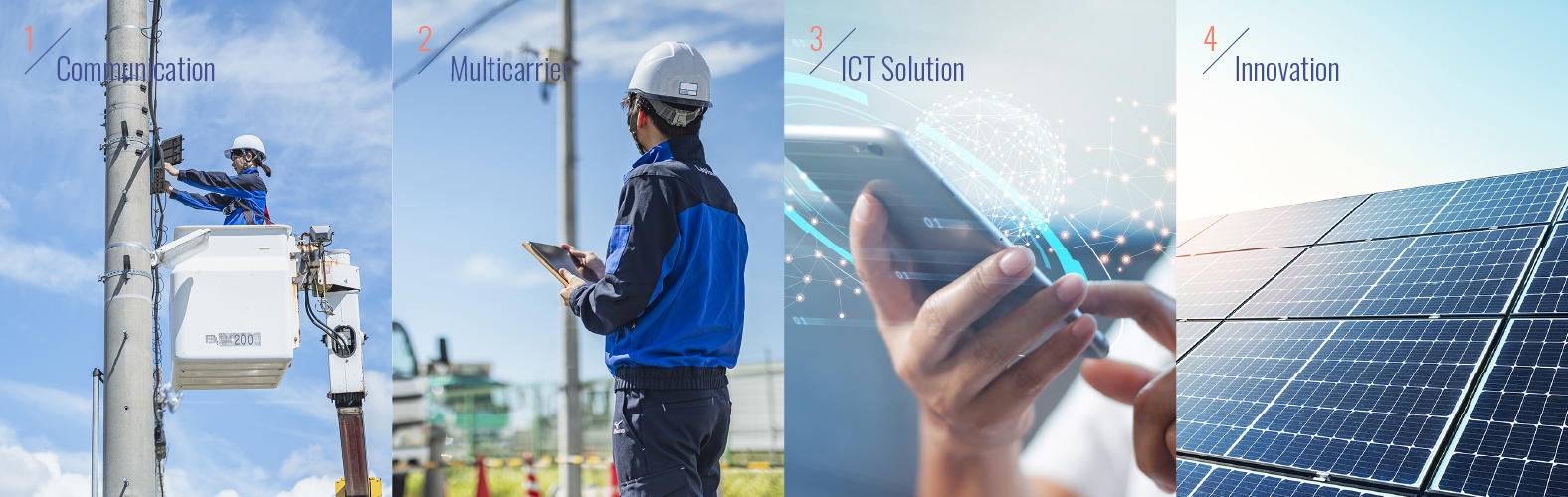 1.Communication 2.Multicarrier 3.ICT Solution 4.Innovation